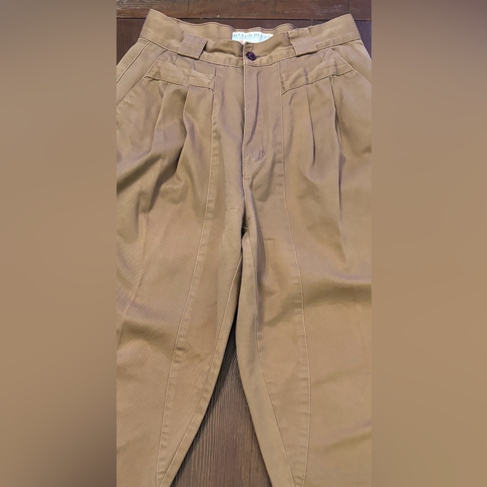 Y2K KHAKI HIGH WAIST CARGO PANTS PLEATED SLIGHT BARREL LEG BY MIXED BLUE SIZE 7 - Picture 10 of 15